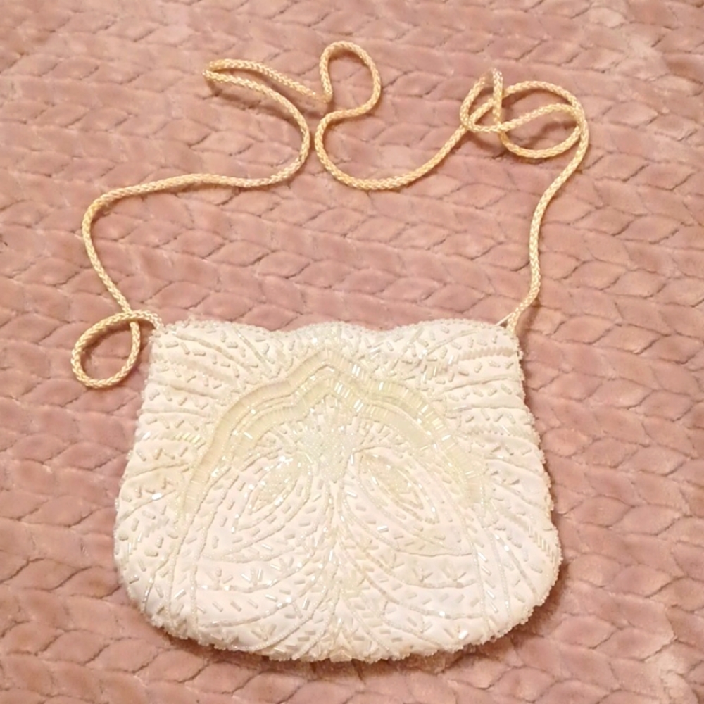 Sequin White Evening Bag